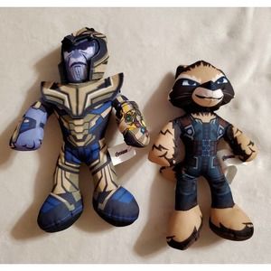 NWOT-Marvel Avengers Endgame Plush Toys Bundle. Rocket Raccoon 9". Thanos 10"
